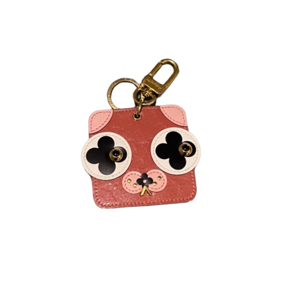 Louis Vuitton Escale Leather Dog Bag‎ Charm Key Holder Pink Red M69276 Authentic